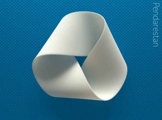 Folded Mobius Triplex in White Processed Versatile Plastic: Small