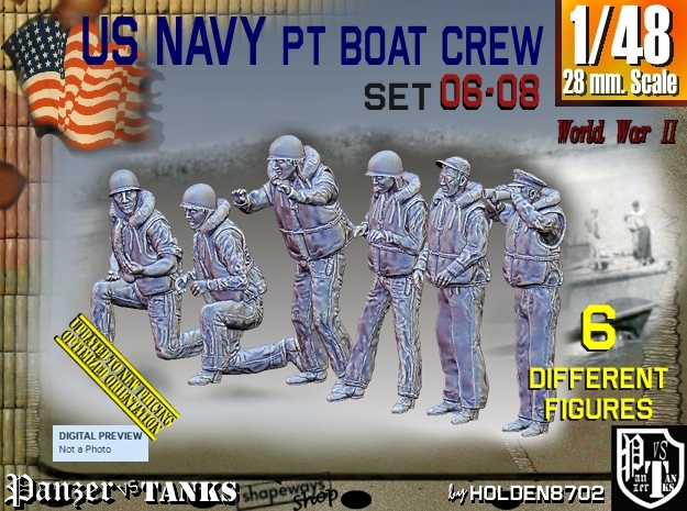 1/48 USN PT Boat Crew Set06-08 in Tan Fine Detail Plastic