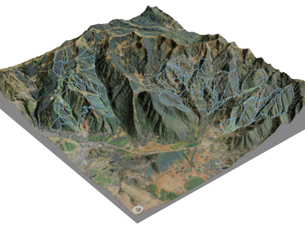 Park City Ski Map, Utah - Hillshade in Glossy Full Color Sandstone