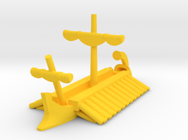 Classical Egyptian Trireme Stowed Sail Game Pieces in Yellow Processed Versatile Plastic: Extra Small
