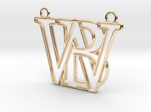 Initials B&W monogram in 14k Gold Plated Brass