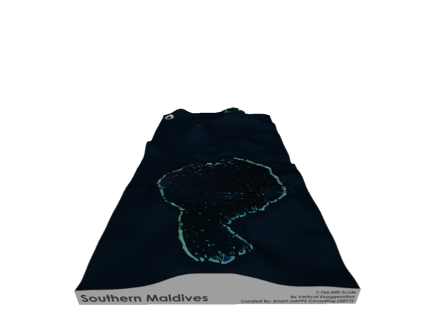 Southern Maldives Map in Glossy Full Color Sandstone