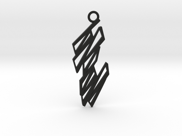Zigzag pendant in Black Natural Versatile Plastic: Medium