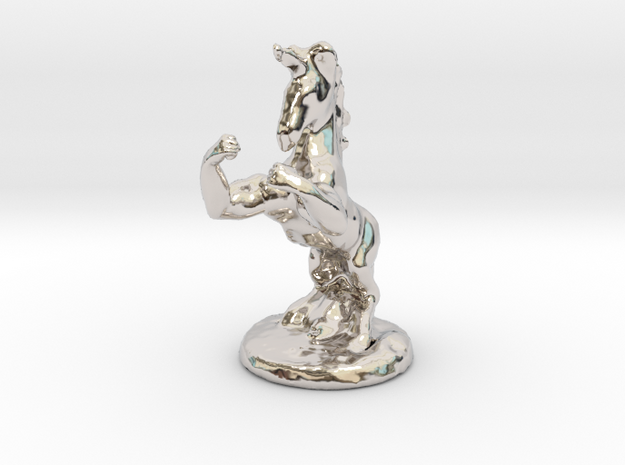 Fu The Fighting Unicorn™ small in Rhodium Plated Brass: Small