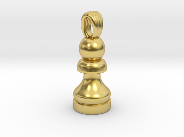 Classic chess pawn [pendant] in Polished Brass