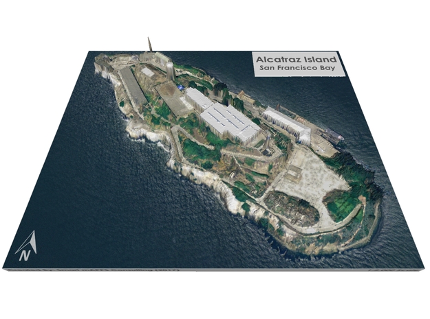 Alcatraz Island Map: 8"x10" in Glossy Full Color Sandstone