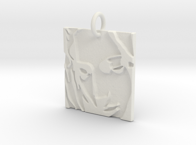 Mother Mary Abstract Pendant in White Natural Versatile Plastic: Extra Small