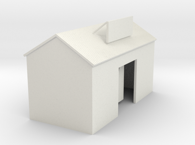 'N Scale' - Cement Building in White Natural Versatile Plastic