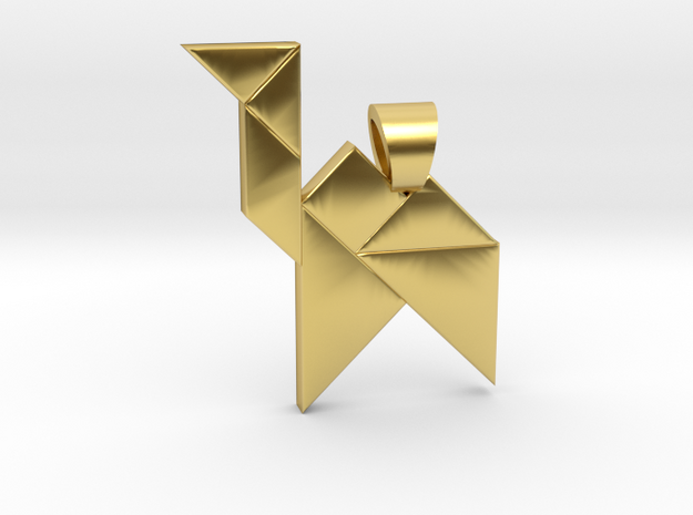 Camel tangram [pendant] in Polished Brass
