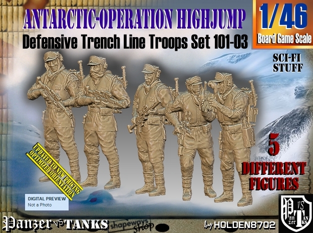 1/46 Antarctic Troops Set101-03 in Tan Fine Detail Plastic