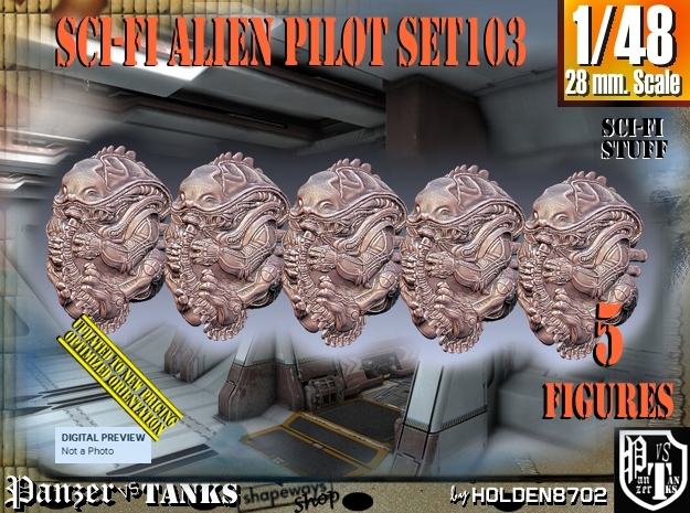 1/48 Sci-Fi Alien Pilots set103 in Tan Fine Detail Plastic