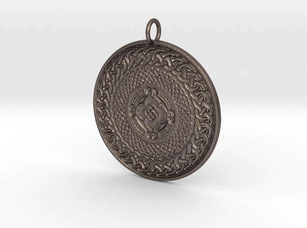 Celtic Shield Medallion - eternal knot in Polished Bronzed-Silver Steel