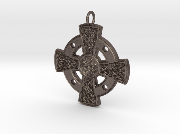 Celtic Cross No.3 - steel or bronze in Polished Bronzed-Silver Steel