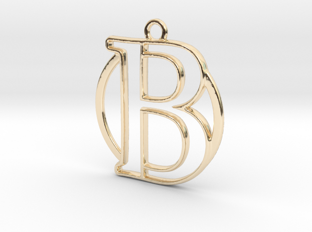 Initial B & circle  in 14k Gold Plated Brass