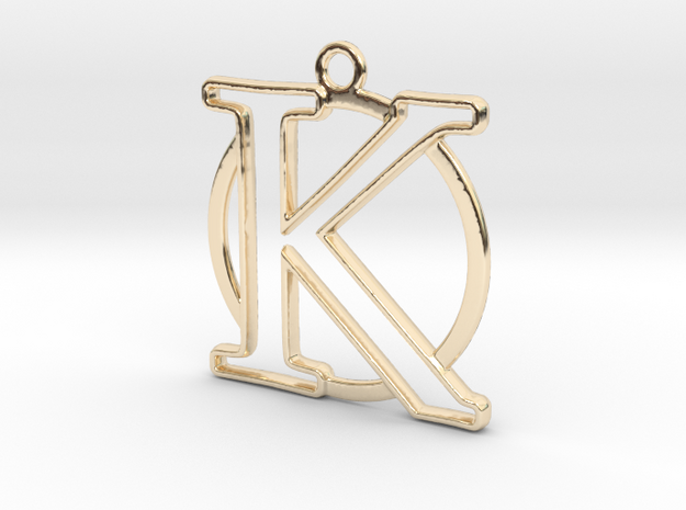 Initial K & circle  in 14k Gold Plated Brass