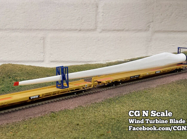 N Scale Wind Turbine Blades - 3 Pack (Part 2 of 2) in White Natural Versatile Plastic