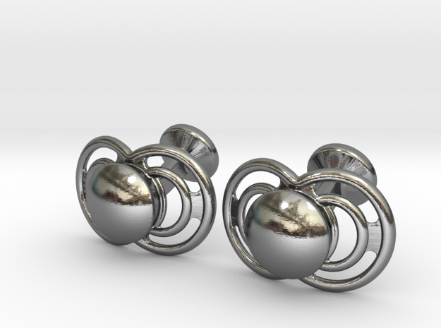 Pacifier Cufflinks in Polished Silver