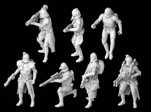 (1/47) 7x Specialized Clone Troopers Phase 2 in Tan Fine Detail Plastic