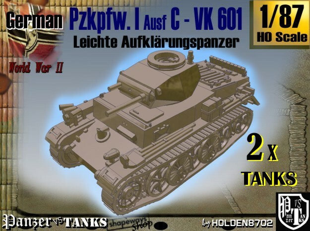 1-87 2xPz I Ausf C Vk 601 in White Natural Versatile Plastic