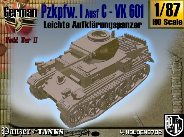 1-87 Pz I Ausf C Vk 601 in White Natural Versatile Plastic