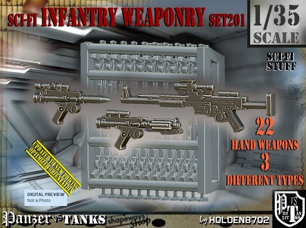 1/35 Sci-Fi Infantry Weaponry Set201 in Tan Fine Detail Plastic