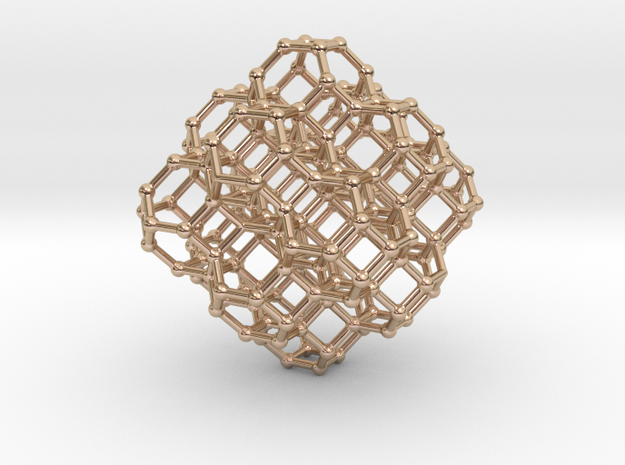 Bitruncated cubic honeycomb - pendant  in 14k Rose Gold Plated Brass