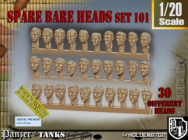 1/20 BareHeads Set101 in Tan Fine Detail Plastic