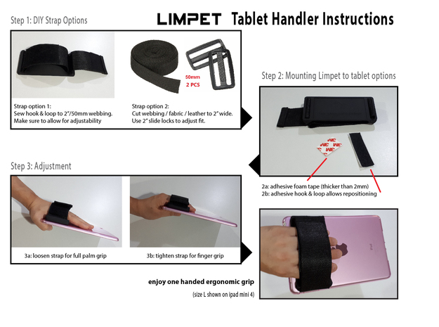 Limpet tablet handler ergonomic in White Natural Versatile Plastic: Extra Small