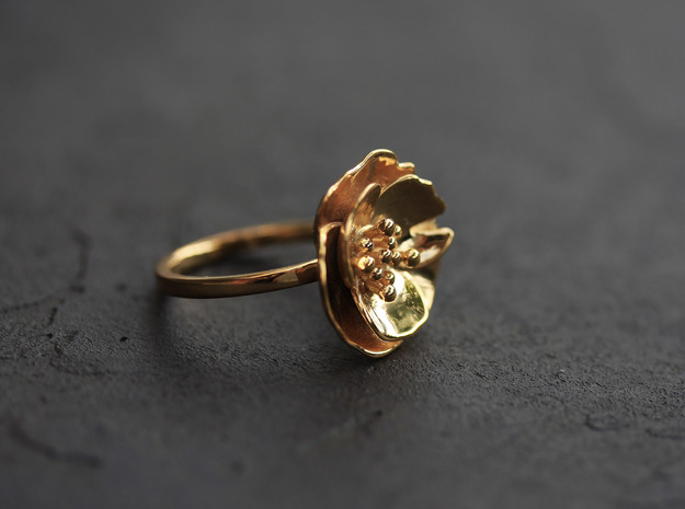 Cherry Blossom Ring in 18k Gold Plated Brass: Medium