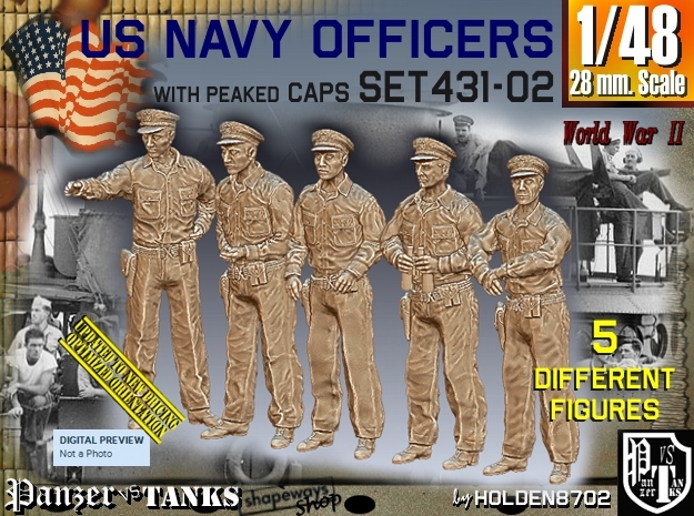 1/48 USN Officers Set431-02 in Tan Fine Detail Plastic