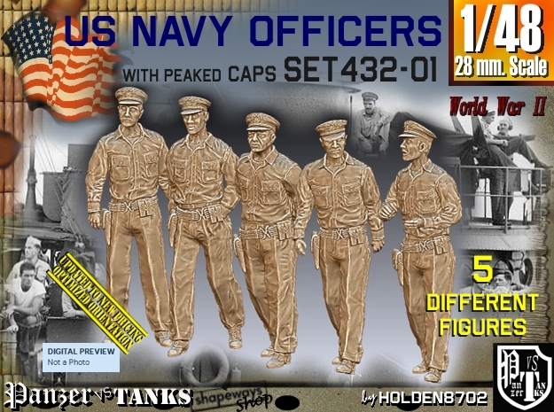 1/48 USN Officers Set432-01 in Tan Fine Detail Plastic