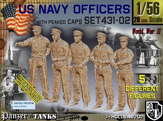 1/56 USN Officers Set431-02 in Tan Fine Detail Plastic