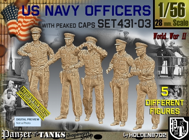 1/56 USN Officers Set431-03 in Tan Fine Detail Plastic