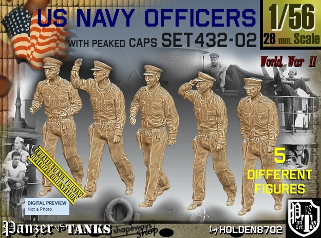 1/56 USN Officers Set432-02 in Tan Fine Detail Plastic