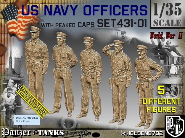 1/35 USN Officers Set431-01 in Tan Fine Detail Plastic
