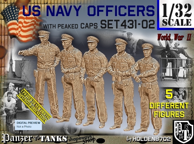 1/32 USN Officers Set431-02 in Tan Fine Detail Plastic