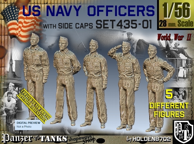 1/56 USN Officers Set435-01 in Tan Fine Detail Plastic