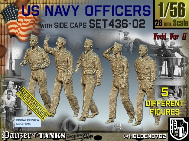 1/56 USN Officers Set436-02 in Tan Fine Detail Plastic