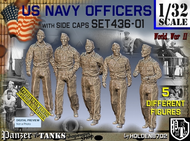 1/32 USN Officers Set436-01 in Tan Fine Detail Plastic
