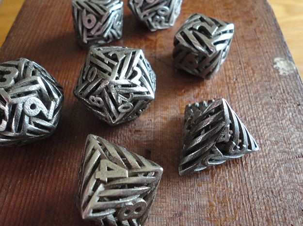 Helix Dice Set with Decader in Polished Bronzed-Silver Steel