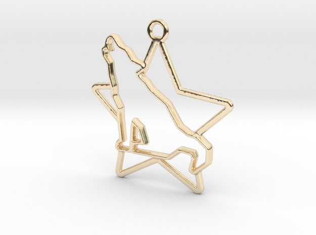 Wolf & star intertwined Pendant in 14k Gold Plated Brass