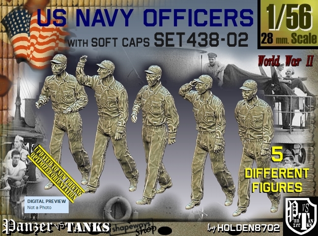 1/56 USN Officers Set438-02 in Tan Fine Detail Plastic
