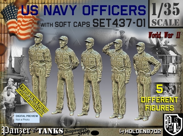 1/35 USN Officers Set437-01 in Tan Fine Detail Plastic