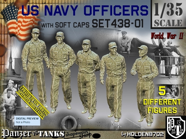1/35 USN Officers Set438-01 in Tan Fine Detail Plastic