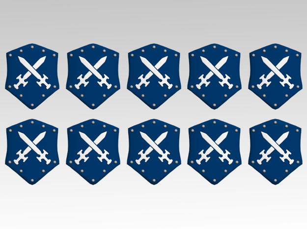 Crossed Swords 1 Combat Shields x10 in Tan Fine Detail Plastic