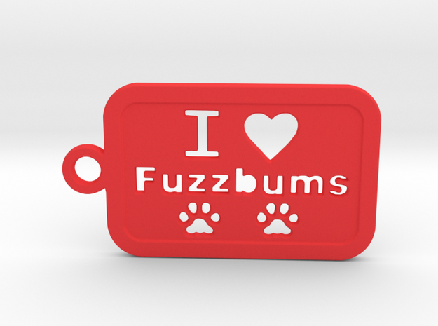 Fuzzbums Keychain - Plastic in Red Processed Versatile Plastic