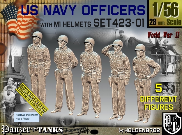 1/56 USN Officers Set423-01 in Tan Fine Detail Plastic