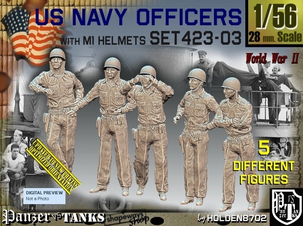 1/56 USN Officers Set423-03 in Tan Fine Detail Plastic