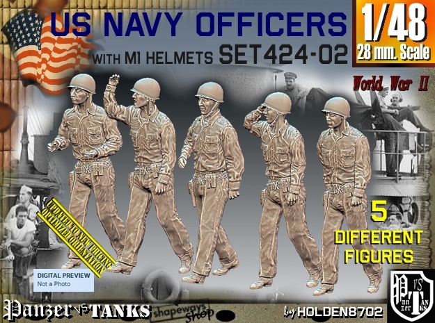 1/48 USN Officers Set424-02 in Tan Fine Detail Plastic