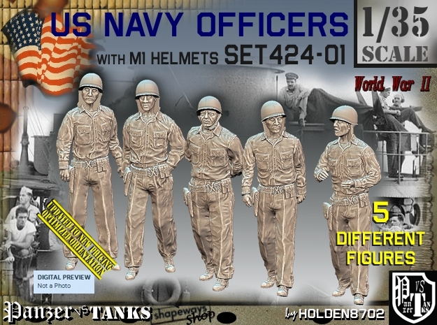 1/35 USN Officers Set424-01 in Tan Fine Detail Plastic